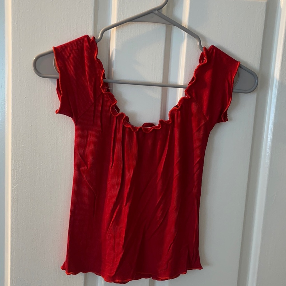 Red Off the Shoulder Top